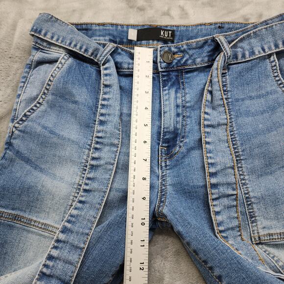 Kut from the Kloth Jeans Womens 6 Blue Reese Tie Waist High Rise Ankle Straight - Picture 9 of 12